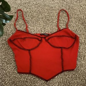 Contrast Stitch Asymmetrical Hem Cami Top